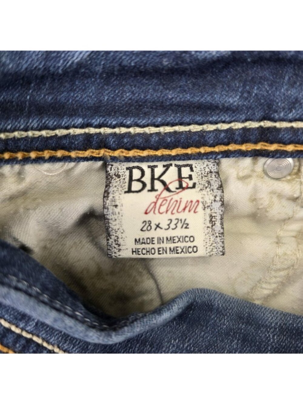 BKE Harper Bootcut Jeans Womens 28 Blue Stretch Denim Buckle Rhinestone Pocket - Picture 5 of 10